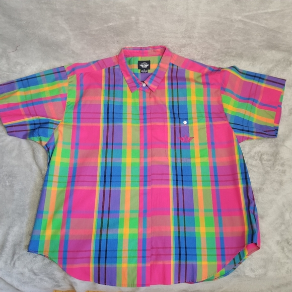 Dockers Rainbow 90's Inspired Retro Embroidered Striped 1X Collared Box … - Picture 4 of 10
